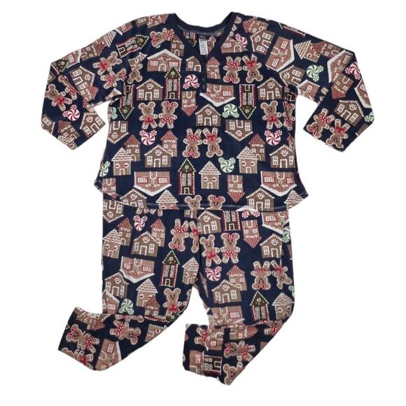 Disney Mickey Mouse Gingerbread House Two-Piece Pajama Set Sleepwear Womens 3X - Picture 2 of 11